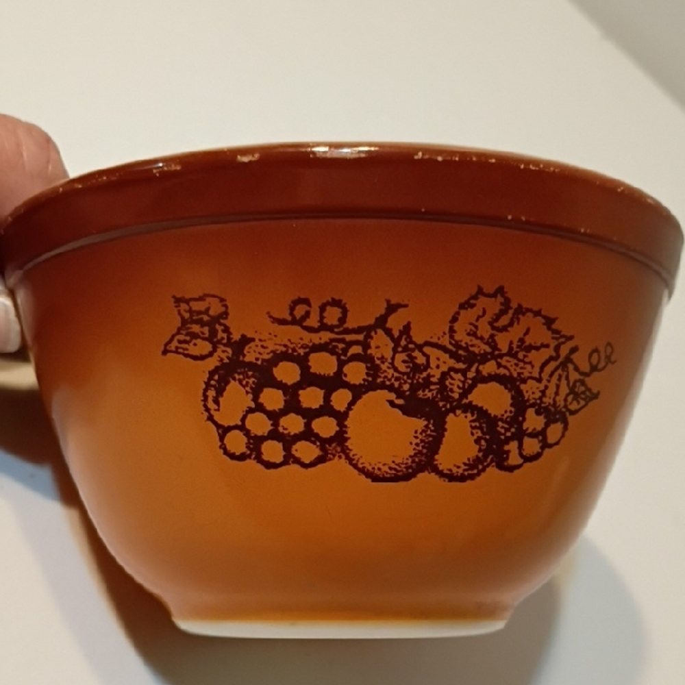 Pyrex Burnt Orange Bowl with Fruit Motif